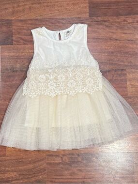 M.L. Kids - Ivory Floral Lace & Tulle Dress